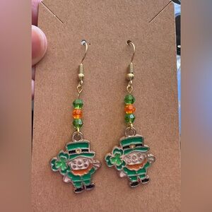 Fun St. Patrick's Day Dangle Earrings - Gold Tone